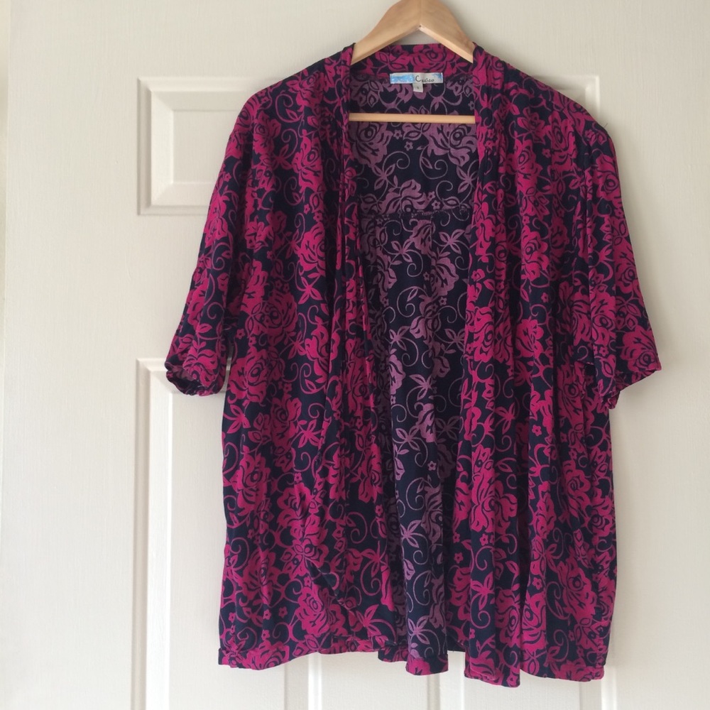 Cecico Oversized Floral Open Front Cardigan Wrap